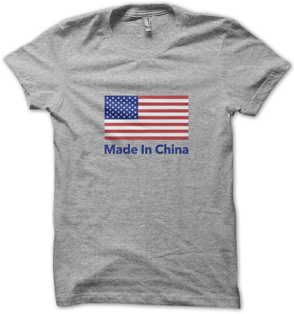 american flag with made in china label shirt